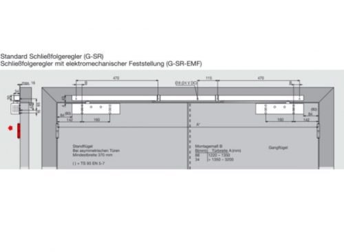 Türschließer DORMA TS 93B GSR-EMF1-V, EN 2-5, 2-flg. m. Gleitschiene, silber