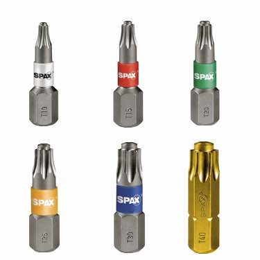 Bit-Einsatz T-Star - SPAX - 1/4 sechskant 25 mm Zapfenführung, Inhalt 5 Stück