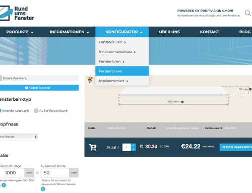 Innenfensterbänke online Konfigurator